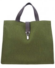 圣罗兰绿色真皮字母Y购物包