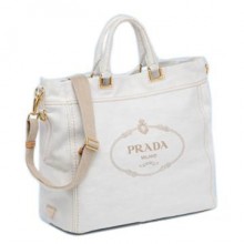普拉达Prada 2011年春夏白色丹宁布手袋