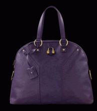 圣罗兰缪斯紫色皮革手提包